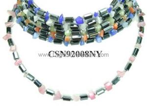 Assorted Colored Opal Beads Hematite Stone Chain Choker Fashion Women Necklace